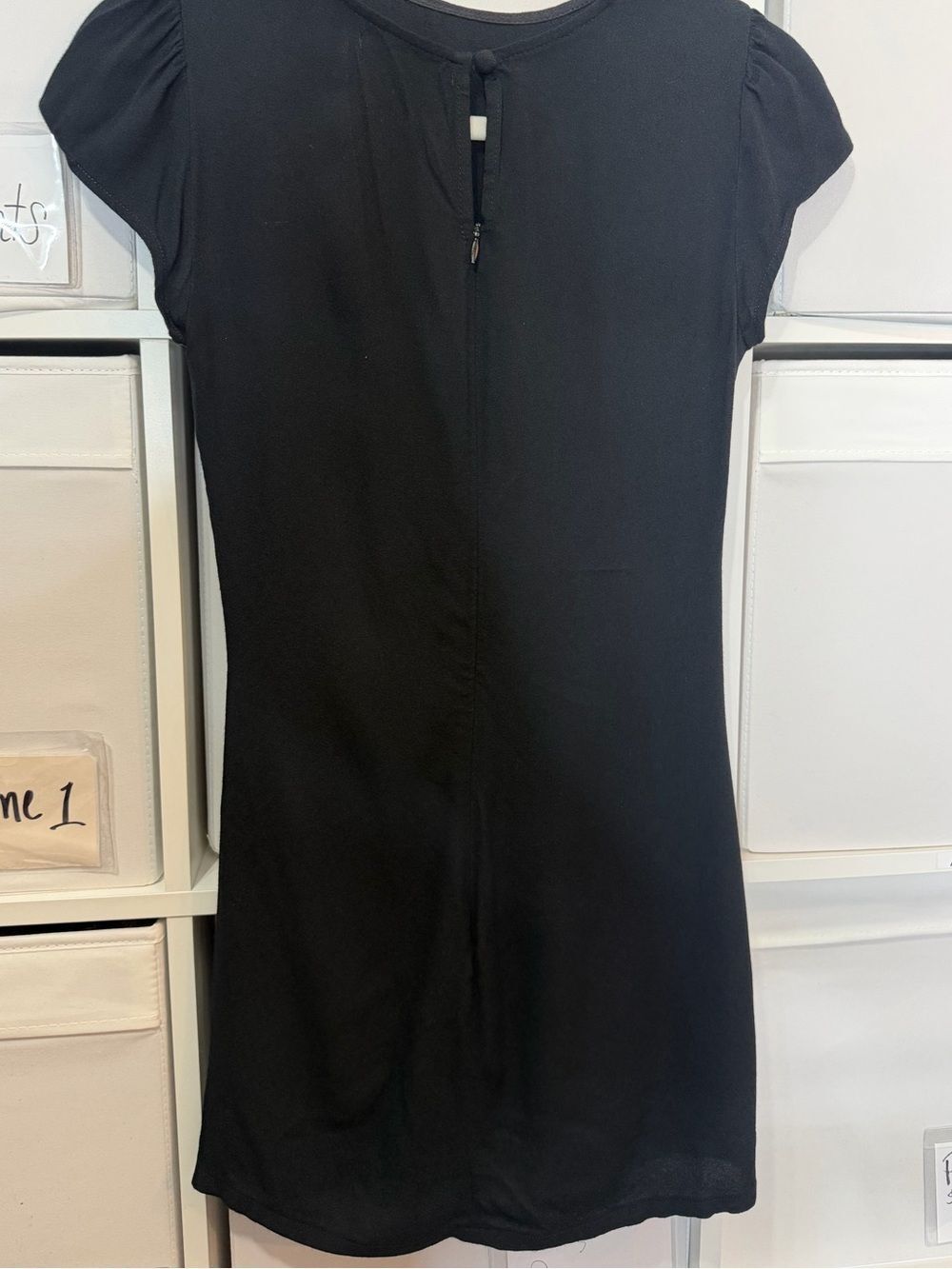 Reformation Selena Black Mini Dress Ruched Side Slit Short Sleeve - Picture 8 of 8